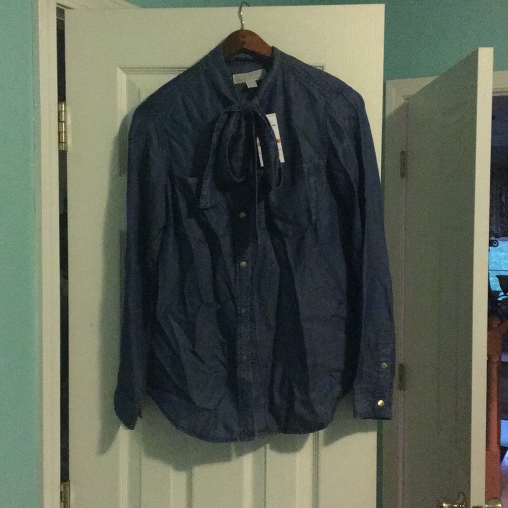 denim colored blouse